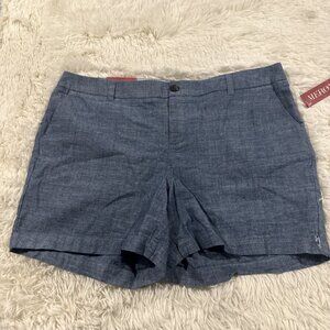Merona womens NWT chambray chino shorts 12 blue preppy coastal Flawed*